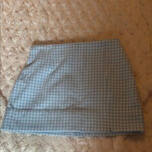 girls art class blue checkered skirt